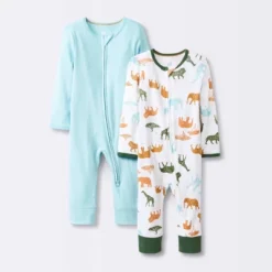 Baby Boys' 2pk Safari Animals Zip Romper - Cloud Island™ -Cheap Cloud Island Store GUEST 6a050ea2 182d 407e b259 1392e197dbb6