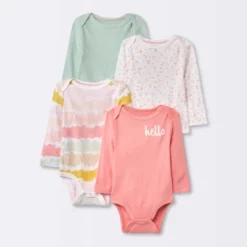 Baby Girls' 4pk Long Sleeve Bodysuit - Cloud Island™ Floral -Cheap Cloud Island Store GUEST d6cf913a 1dd8 417e a034 f2d2d36d4303