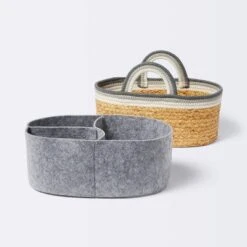 Braided Water Hyacinth Decorative Container With Coiled Rope Handles - Gray - Cloud Island™ -Cheap Cloud Island Store GUEST fc794c5a a9d8 451f 886e 850875b4c360